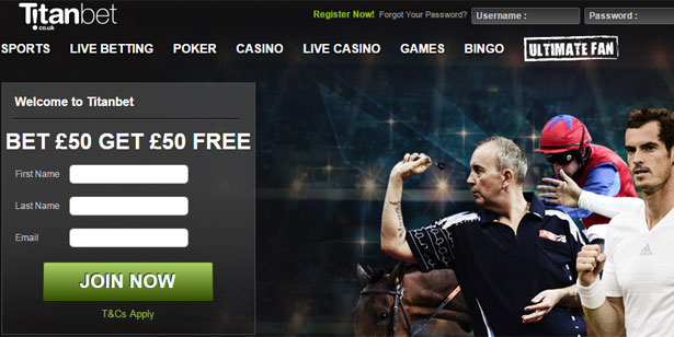 Titanbet £50 Free Bet offer